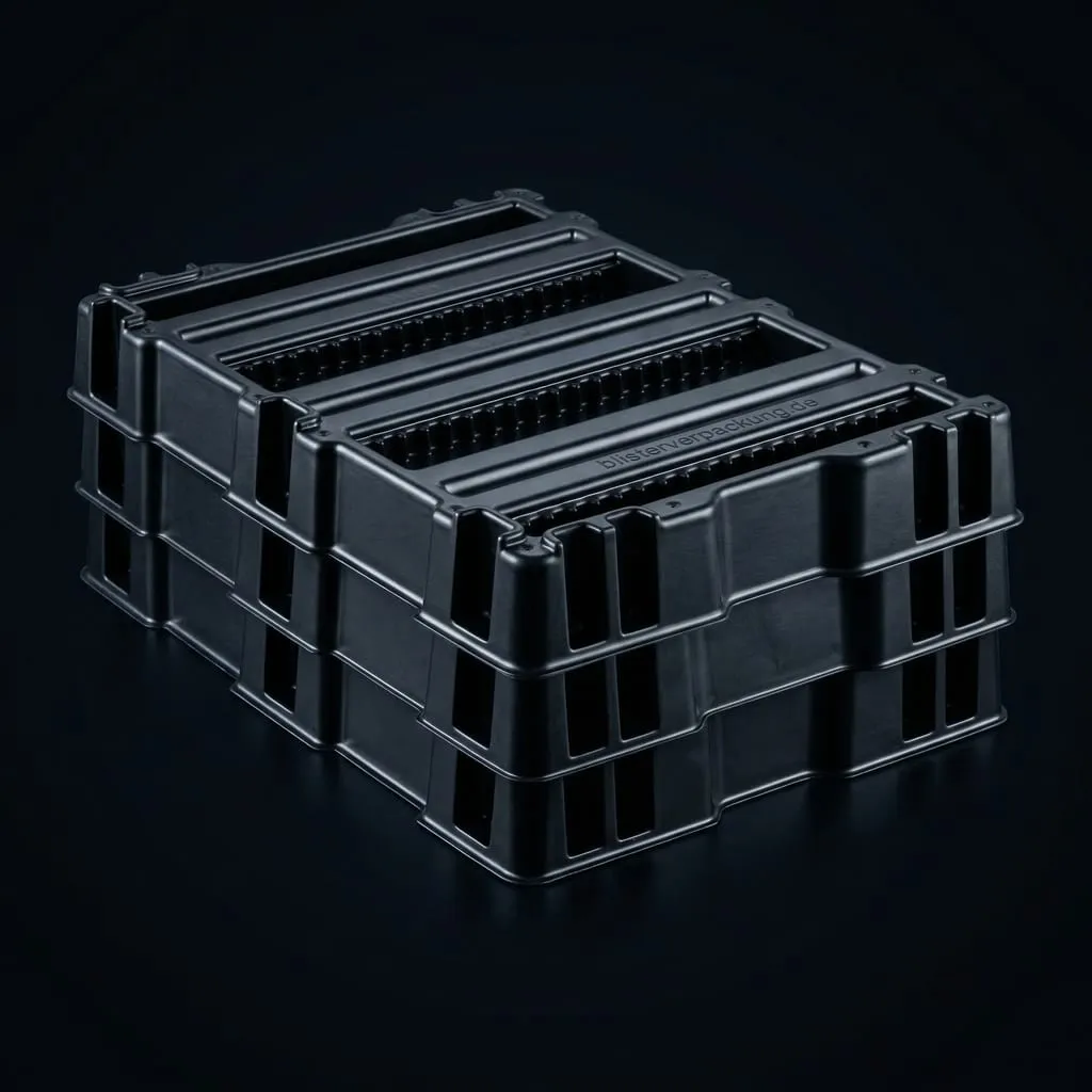 ABS tray black thermoformed with coloured inserts — Scafa Thermoforming